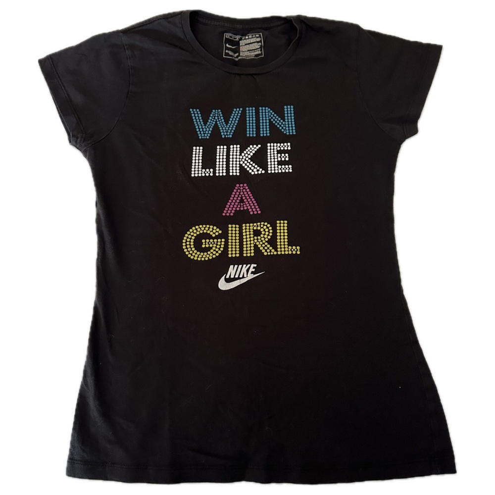 Nike “Win Like A Girl” Fitted Tee T-Shirt Girls on the Run Womens Size M/L